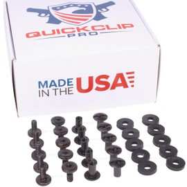Black Chicago Screws 4, 10 or 20 Pack Kit - 3/8 Inch by QuickClip Pro, Flat Head Thru-Hole Machine Screw Fasteners, w/Rubber Washers for Kydex Leather Holster Sheath Crafting .375" Premium USA (4)