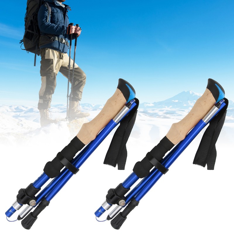 2pcs Foldable Hiking Poles Set Outdoor Walking Climbing Alpenstocks Collapsible