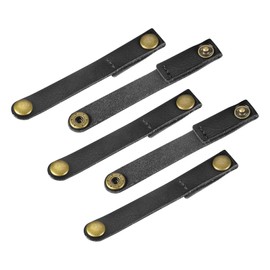 MECCANIXITY Pack of 10 Leather Cable Straps Cord Organizer 90x12mm Portable Cable Leather Clips Black Earphone Cord Management for Cable, Wire