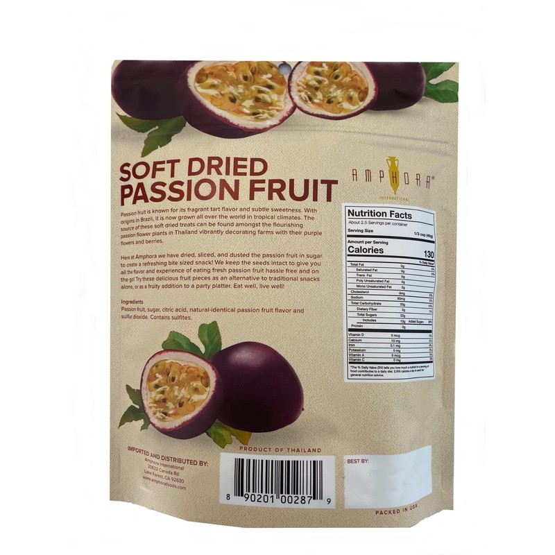 Amphora Soft Dried Passion Fruit Chunks 3.5 Oz Each (Pack