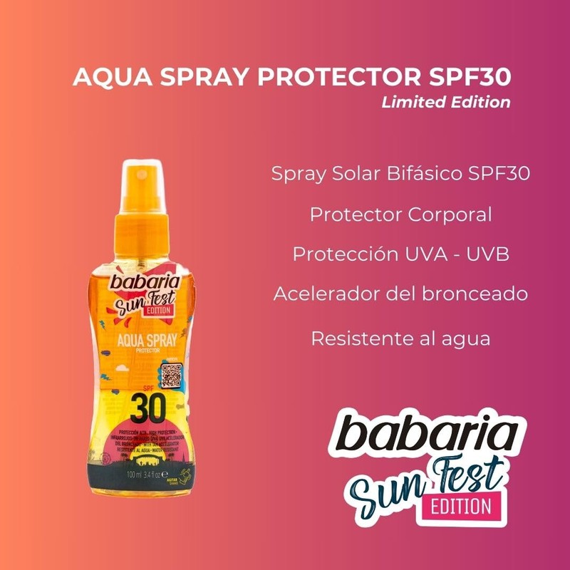 BABARIA Sun Fest, aqua photo protector, Bifasico, solar SPF30, 100
