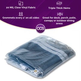 Heavy-Duty Waterproof Clear PVC Tarp by CCS CHICAGO CANVAS & SUPPLY - Extra Durable Multipurpose Clear PVC Tarp Cover with Rustproof Grommets for Residential, Industrial & Commercial Use - 8 by 8 Feet