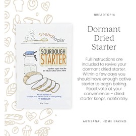 Breadtopia Sourdough Starter (Dry) | Made from Organic & Non-GMO Ingredients | Easy to Follow Instructions | Make Homemade Sourdough Bread | Sour Dough Starter Dried |