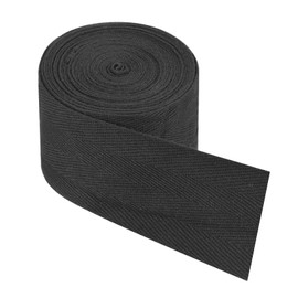 PATIKIL Cotton Twill Tape 2 Inch 5 Yards Cotton Ribbon Bias Binding Tape Herringbone Webbing Trim for Sewing Gift Wrapping Craft DIY Black