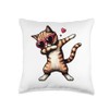 Cat Heart Shape Sunglasses Dabbing Dance Lover Throw Pillow