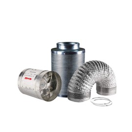 Hydro Crunch 4 inch 100 CFM Booster Fan & 4" x 12" Carbon Filter with 4" x 25ft. Ducting Hydroponic Ventilation Kit