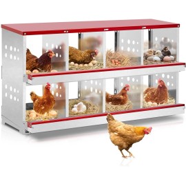 8 Compartment Chicken Metal Nesting Box, 8 Room Wall Mountable Nesting Boxes Hen
