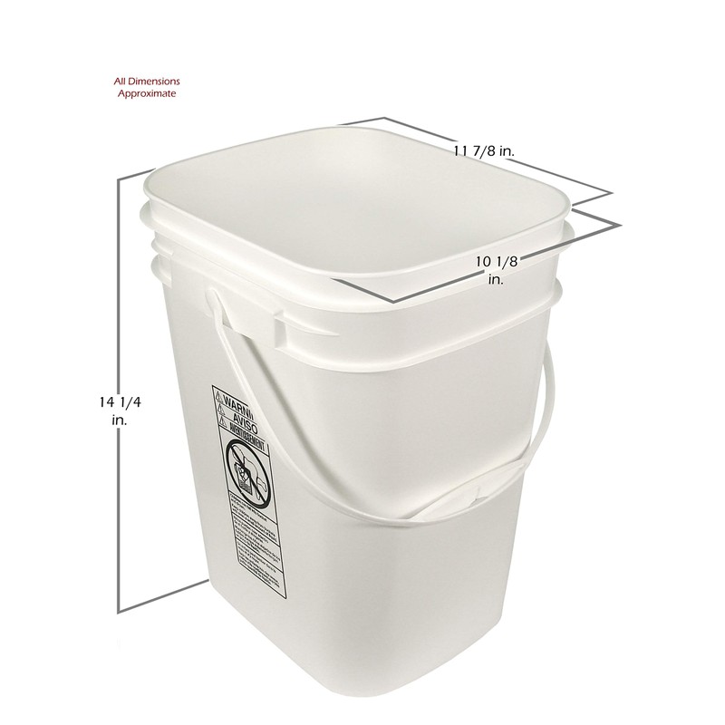 5.3 Gallon Black Rectangular Bucket/Pail with Hinged Snap Lid, 2