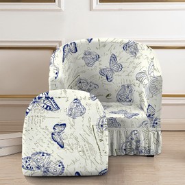 FUANGUI 2 Piece Club Chair Slipcover Stretch Barrel Chair Covers Armchair Slipcovers Soft Removable Washable Chair Covers, Living Room Chair Couch Covers Protectors