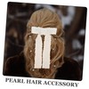 PACKOVE Elegant Pearl Hair Clip for Women Handmade Bow Barrette