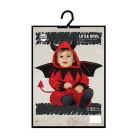 FIESTAS GUIRCA | Costume di Piccolo Diavolo Bebè (18-24 Mesi) - Tutina, Cappuccio, Ali e Coda - Costumi da Demone e Diavolo per Halloween, Carnevale e Feste in Maschera - Ideale per Bambini