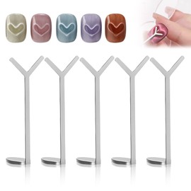 5PCS Heart Magnet for Cat Eye Gel Polish, Cat Eye Magnet for Nails with Y-Shaped Guide, Suitable for DIY Manicure Kit for Home and Salon Use