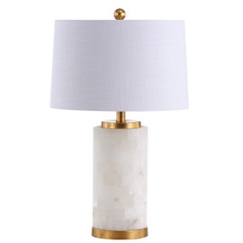 JONATHAN Y JYL6203A Eliza 25.5" Alabaster LED Lamp Coastal,Contemporary,Transitional for Bedroom, Living Room, Office, College Dorm, Coffee Table, Bookcase, White/Gold Leaf
