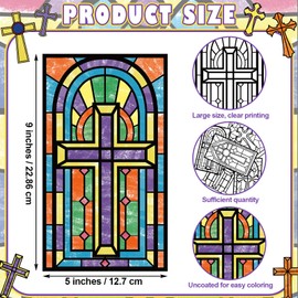 Dinifee 36 Pcs Crosses Crafts for Kids DIY Sunday School Religious Bible Crafts Color Your Own Holy Week Christian Coloring Card Kits and Fun Home Activities, 6 Styles, 5 x 9 Inch