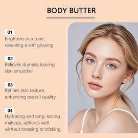 Manteca corporal batida iluminadora, hidratante corporal perlado. (2PCS) Crema hidratante corporal nacarada con microesferas trituradas, que aporta un acabado radiante a brazos, piernas y hombros.