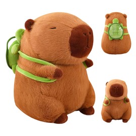 Meleager Capybara Cuddly Toy, Capybara Plush Toy for Children, Capybara with Turtle Backpack, Stuffed Toy Capybara Gift, Capybara Plush for Girls Boys (23 cm Capybara)
