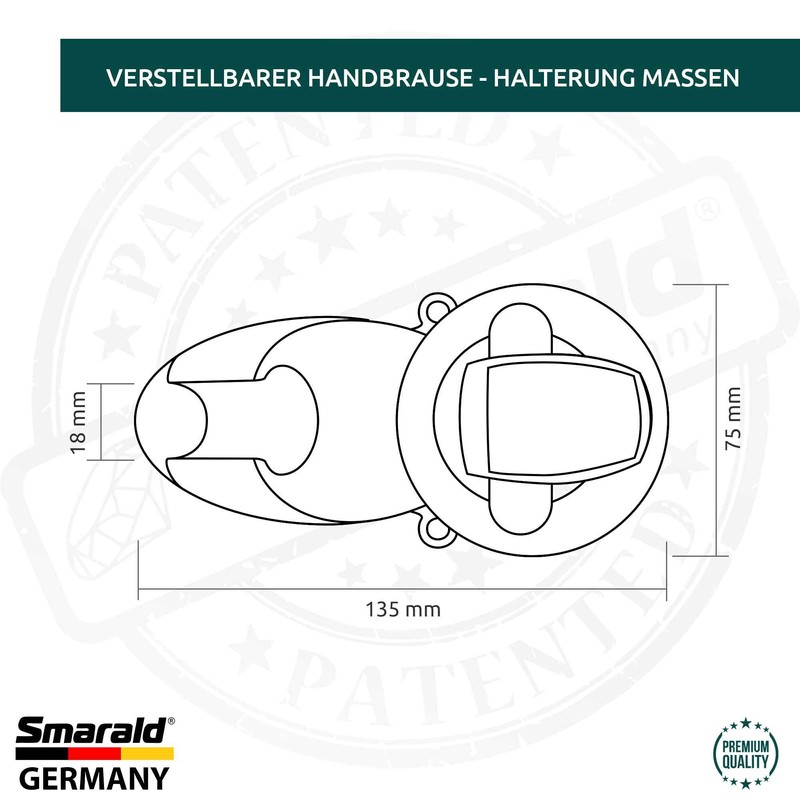 Hand Shower Holder with Suction Cup Flash Mounting by Smarald®