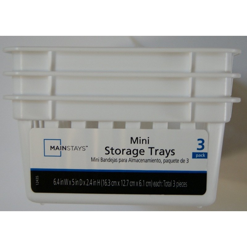 Basic Square Mini Bin Storage Trays - White - 3pk