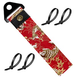 DXNQ Racing Tow Strap, Car Modification JDM Sports Bumper Decorative Traction Rope Trailer Belt, High Strength Nylon Universal Towing Strap Trailer Hook for Front or Rear Bumper (Fishes Red)