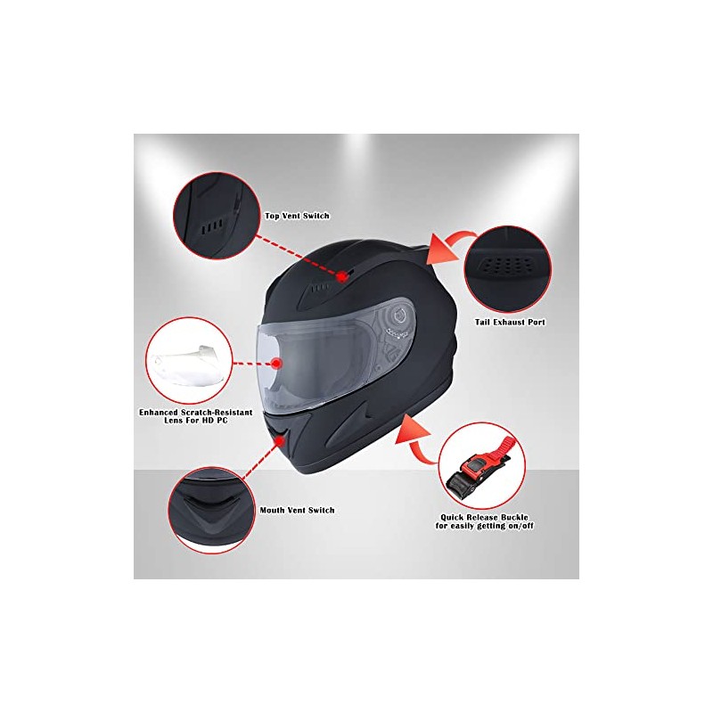 1Storm Motorcycle Bike Full FACE Helmet Mechanic Skull - Tinted