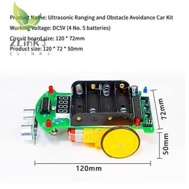 DIY 초음파 거리 측정 장애물 회피 자동차 전자 키트 LED 디스플레이 프로그래밍 지능형 용접 연습 DIY Ultrasonic Distance Measurement Obstacle Avoidance Car Electronic Kit LED Display Programming Intelligent Welding Practice [01 2PCS]