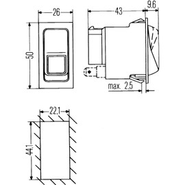 HELLA 6EH 004 570-001 Switch - Flip Switch Control - Equipment Vart.: I-0 - Number of connectors: 2 - without comfort function