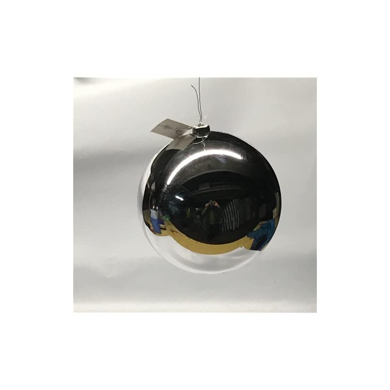 Decoris T Bauble XXL, Shiny Silver, Shatterproof - Christmas Bauble