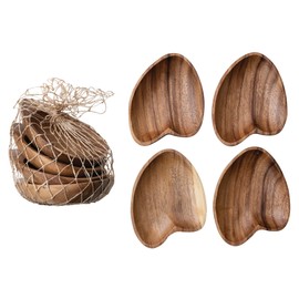 Bloomingville Heart Shaped Acacia Wood, Set of 4, Natural Tray