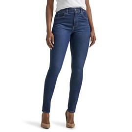 Lee Women's Petite Ultra Lux Comfort with Flex Motion High Rise Skinny Jean, Deepest Dark