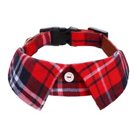 Faleela Cotton Plaid Shirt Style Dog Collar Soft Cute,Boy Dog Collar with Quick-Release Buckle,Adjustable Bow Tie Collar for Small Medium Large Dogs