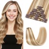 Haarverlängerung Echthaar Clip in Extensions - 8 Doppelt Genäht Wefts,