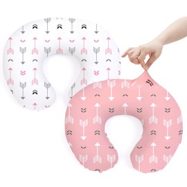 BROLEX Baby Nursing Pillow Covers: 2-Pack Soft Slipcovers for Breastfeeding Pillows - Comfortable Fabric, Fits Standard Nursing Pillows for Boys & Girls - Pink Arrow