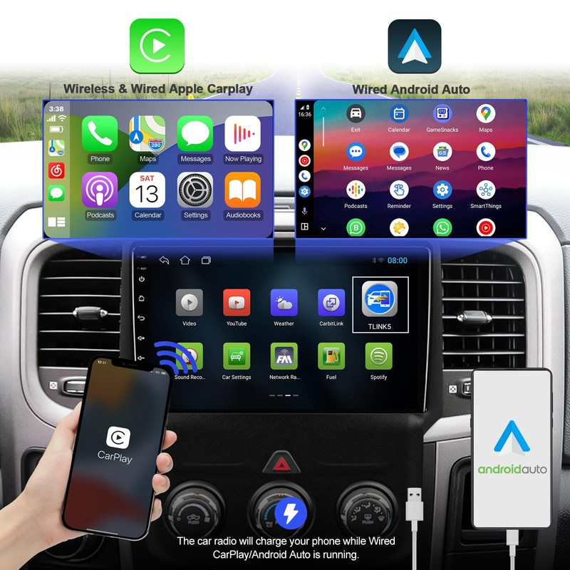 2+32G Android 13 Double Din Car Stereo for Dodge RAM