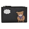 Mala Leather Highland Cow Card and Coin Purse, black, card