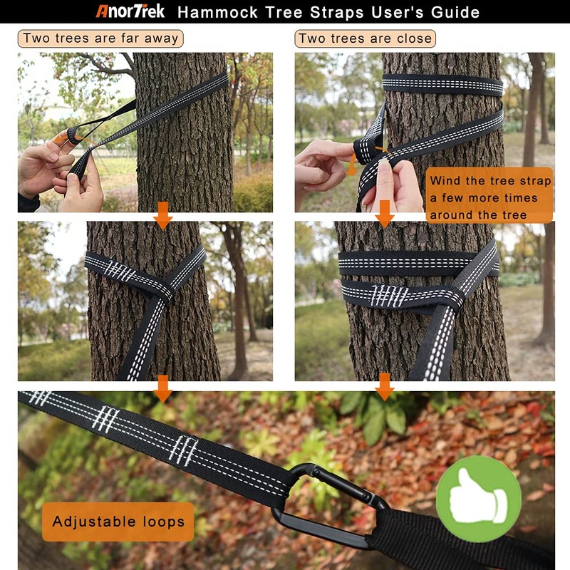 AnorTrek Camping Hammock, Super Lightweight Portable Parachute Hammock with Two