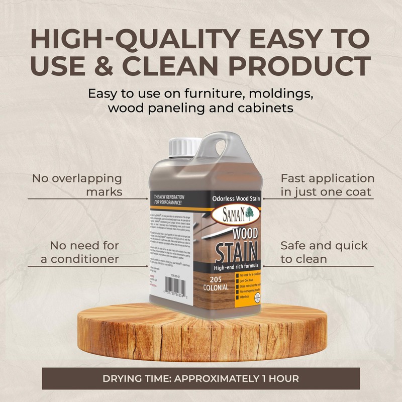 SamaN Interior Water Based Wood Stain - Natural Stain for
