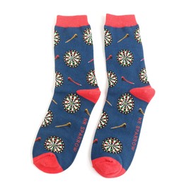 Bad Zebedee Men's Dart Boards Bamboo Socks, Navy Blue, Size 7-11, 1 Pair