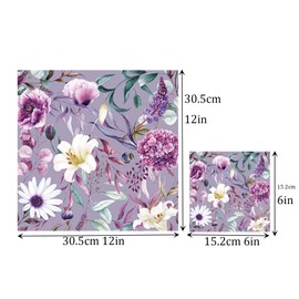 Purple Floral Pattern Paper, 48 Sheets/12 Designs Garden Craft Paper, Watercolor Card Making Crafting Cardstock, Colorful Decorative Journal Scrapbooking Supplies 30.5x30.5cm