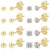 PRETOLE 8 Pairs Sterling Silver Stud Earrings for Women,14K Gold