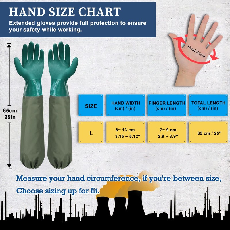 Haiou Long Rubber Gloves, 25" Elbow Length, Heavy Duty, Chemical