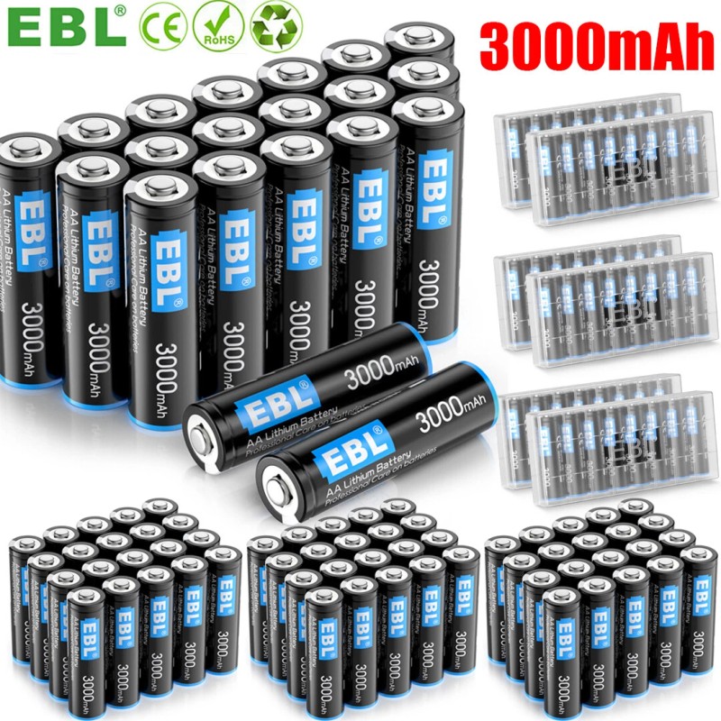 EBL 4-20Pcs 3000mAh 1.5V AA Lithium Batteries Constant Volt Double