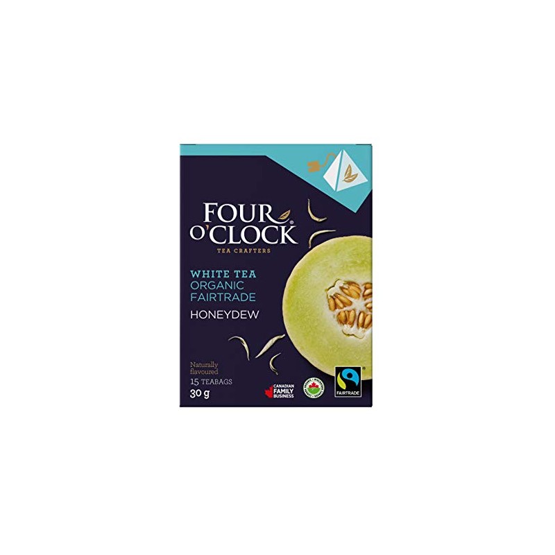 Four O'Clock Organic Fairtrade White Tea Honeydew, Non-GMO, Kosher, Gluten-Free,