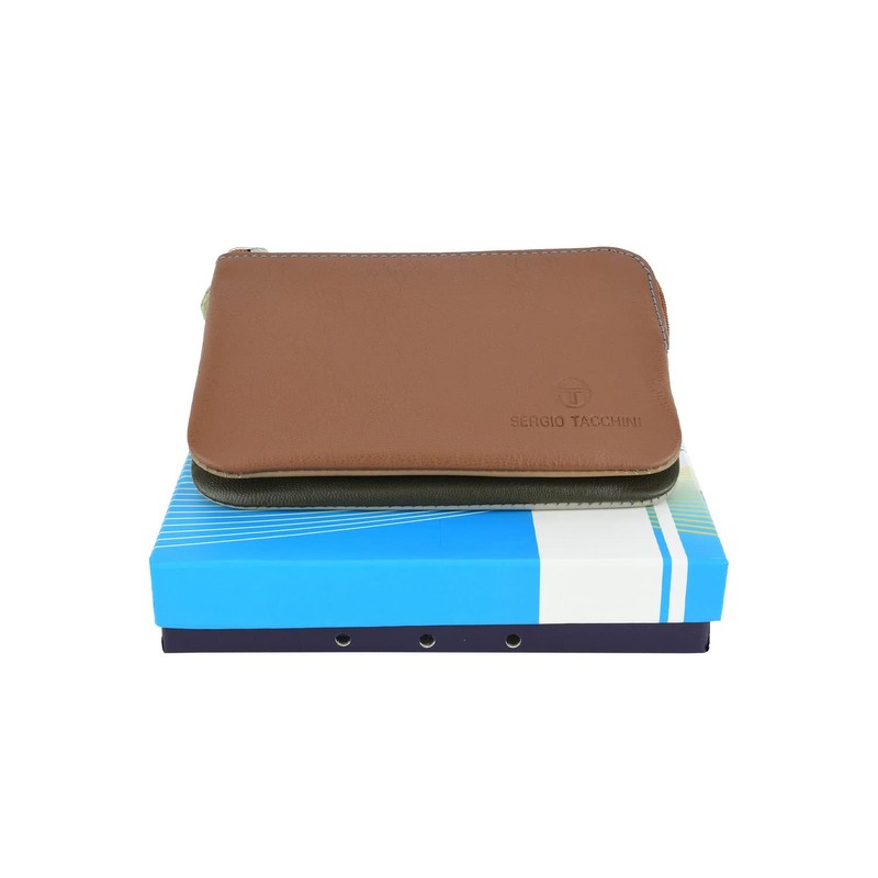 Sergio Tacchini Key Case Key Bag Genuine Leather with Zip,