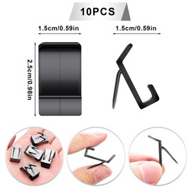 PEUTIER 10pcs Cubicle Hooks, Metal Push Pin Hooks Fabric Panel Wall Hooks Cubicle Picture Hangers Cubicle Clips for Office Home Cubicle Wall Clock Photo Frame Keychain (Black)