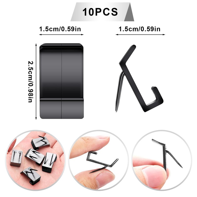 PEUTIER 10pcs Cubicle Hooks, Metal Push Pin Hooks Fabric Panel
