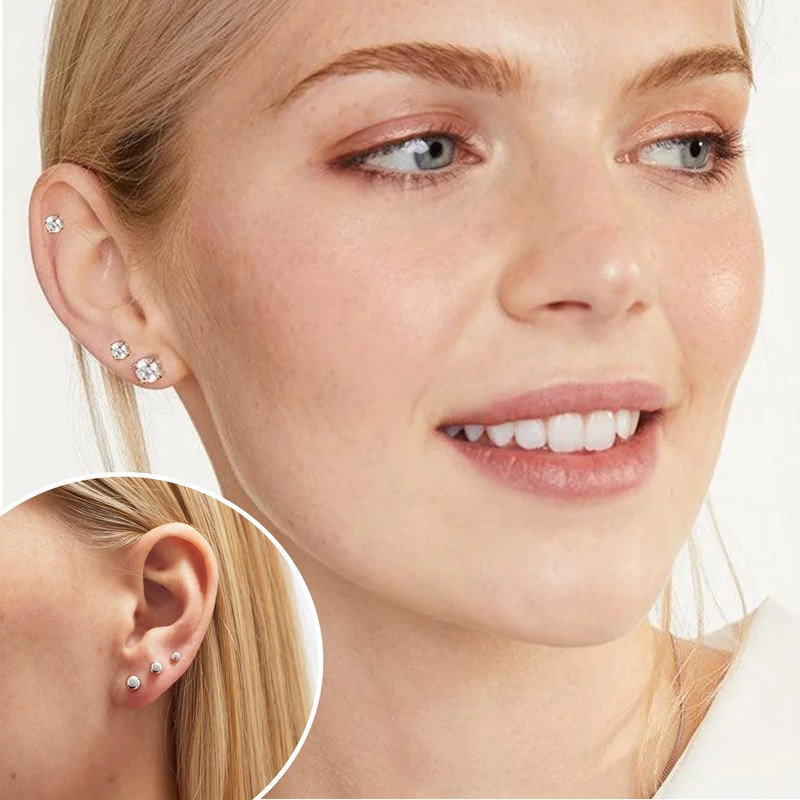 Sterling Silver Stud Earrings for Women Hypoallergenic S925 Silver Stud
