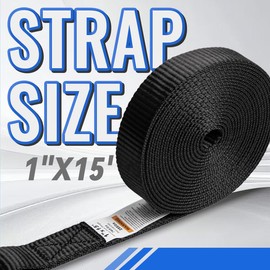 Iumcin 1" x 15'Stainless Steel Ratchet Winch Strap – Heavy Duty Tie Down Strap with Hook for Trailer, Boat, ATV, Cargo Securing，Weatherproof Polyester Webbing