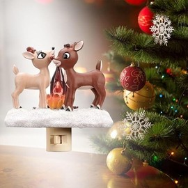 2025 Christmas Reindeer Nightlight: Reindeer Night Light  Plug into Wall Cute Holiday Design - LED Campfire Lamp Christmas Decoration for Bedroom Living Room Kids Room