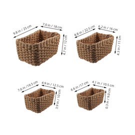Gatuida 4pcs Handwoven Storage Basket Natural Woven Organizer for Home Bedroom Kitchen Bathroom Lightweight Chic Design for Magazines Newspapers More
