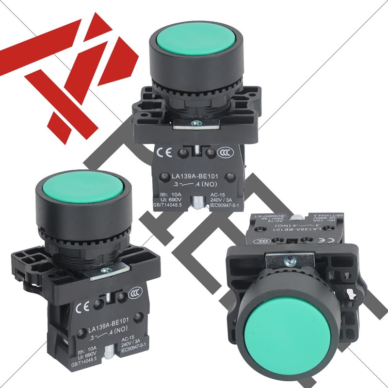 APIELE 2PCS 22MM Momentary Push Button Switch Red Green 10A